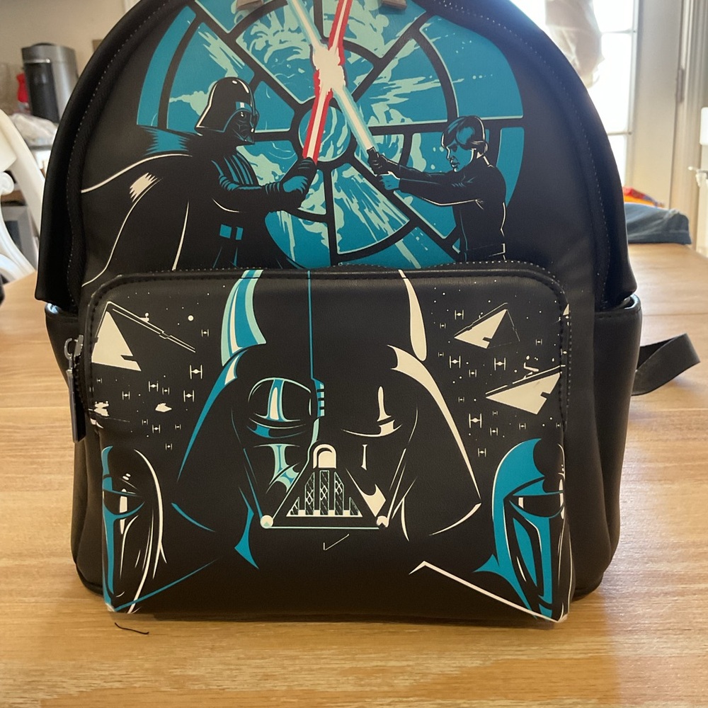 Danielle Nicole Black and Blue Geometric Backpack